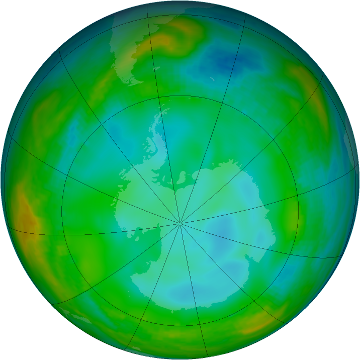 Antarctic ozone map for 29 June 1982